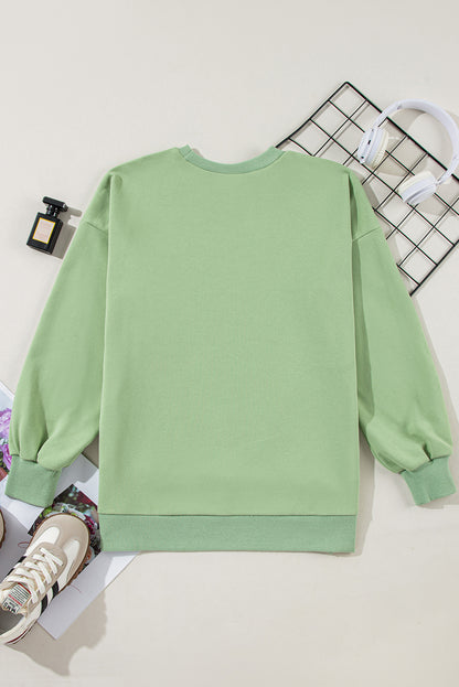 Solid Fleece Lined Drop Shoulder High Low Sweatshirt | Grass Green