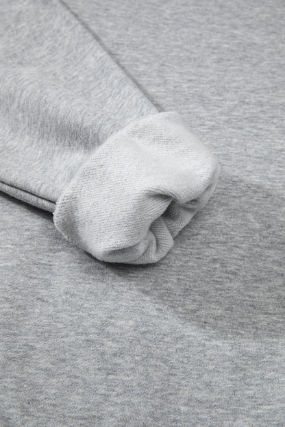 Solid Fleece Lined Drop Shoulder Terry Sweatshirt | Gray