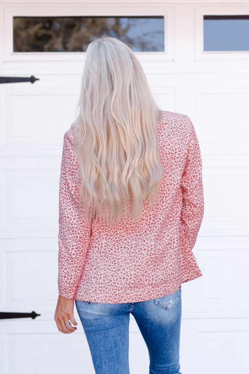 3/4 Sleeve Leopard Blazer | Pink