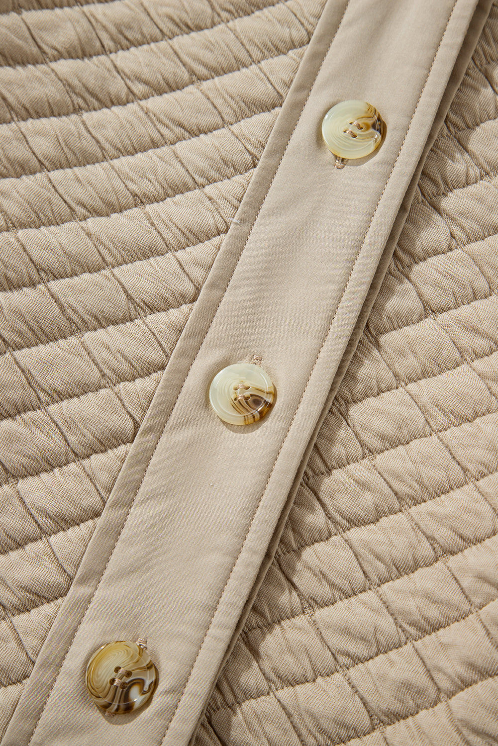 Solid Colour Quilted Puffer Buttoned Shacket | Jet Stream