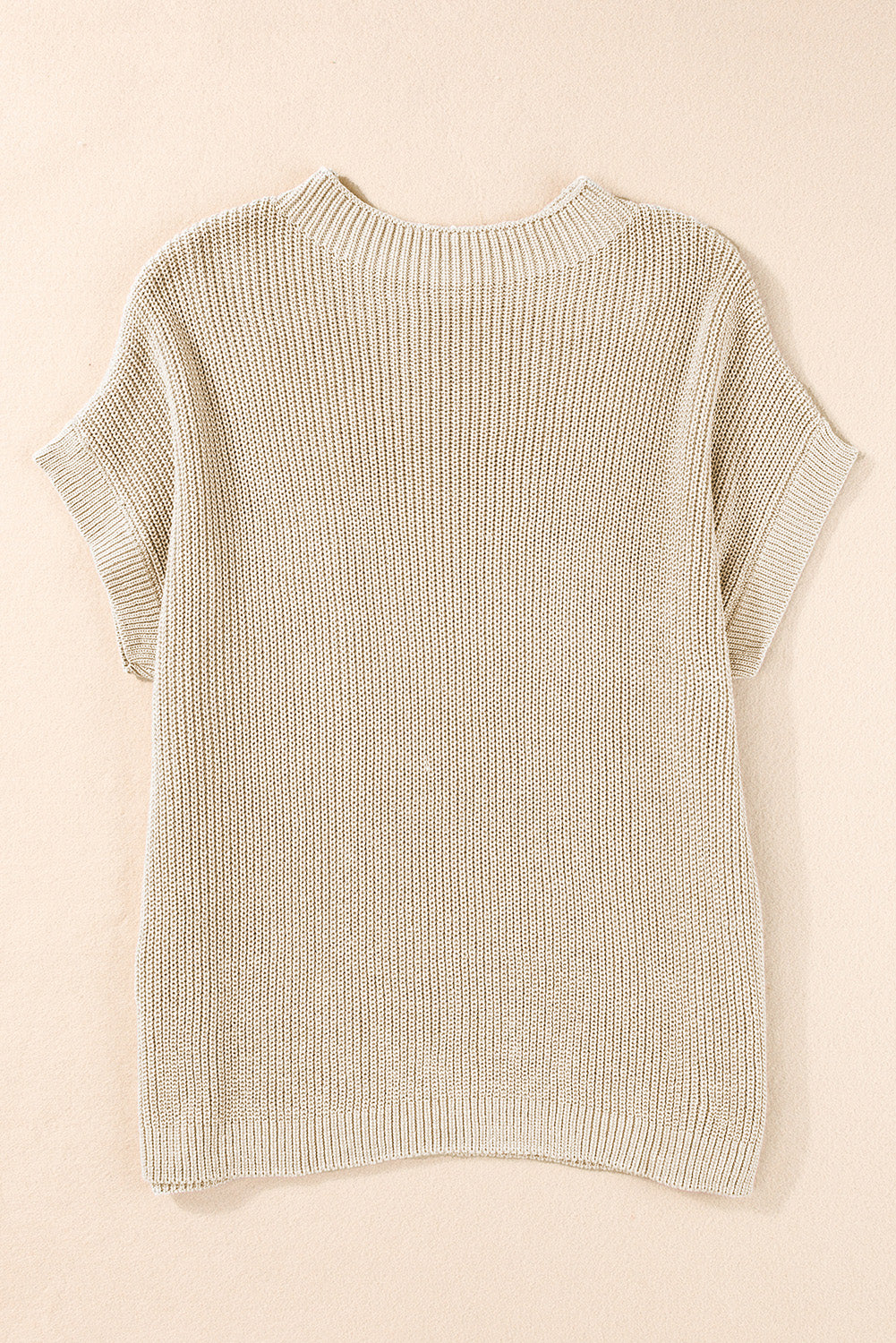 Patch Pocket Short Sleeve Sweater | Pale Khaki