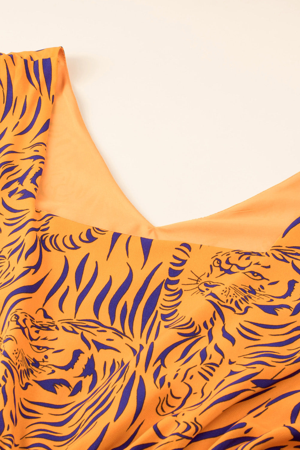 Plus Size Tiger Print Sleeveless V Neck Romper | Yellow