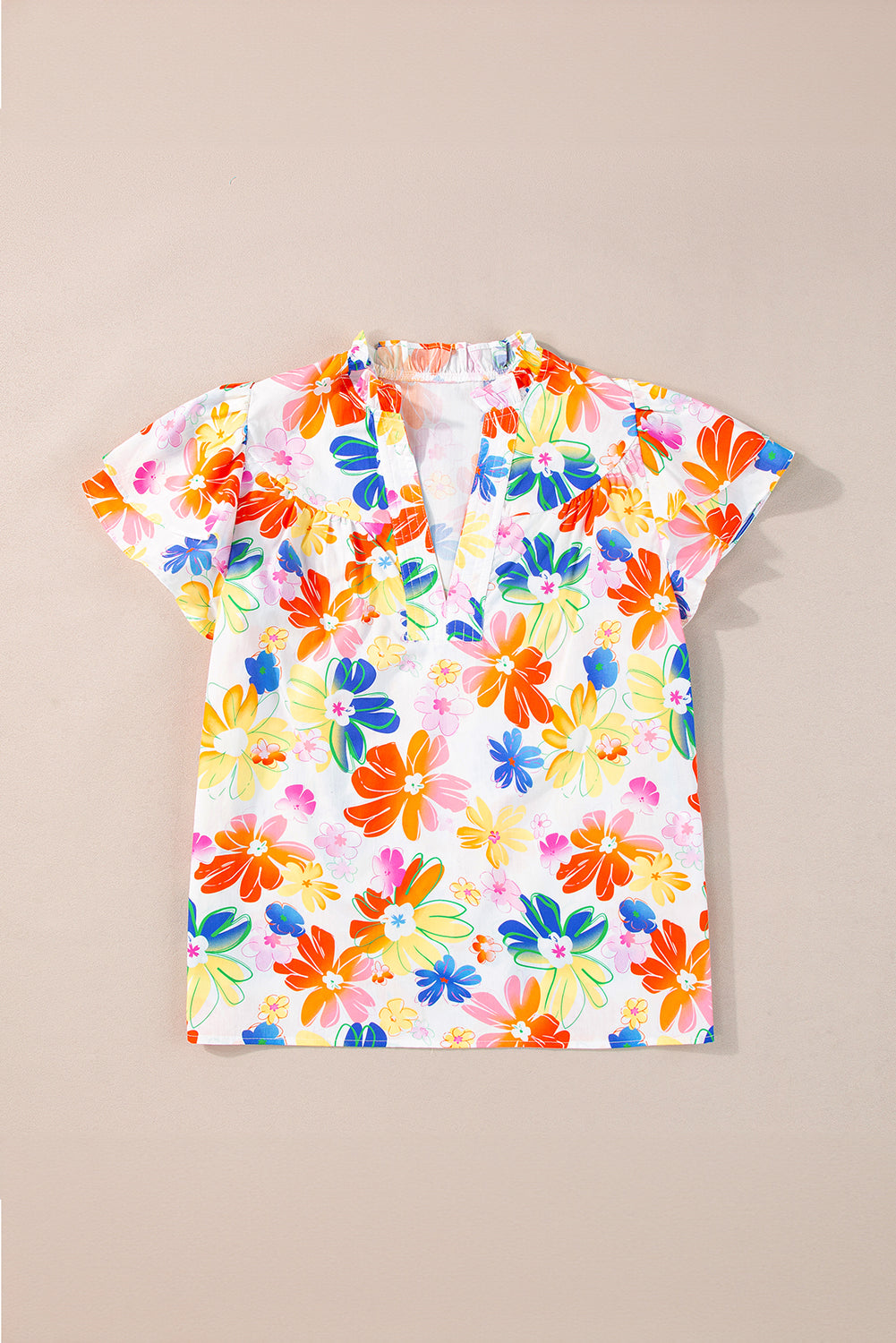 Floral Bouquet Flutter Top | White