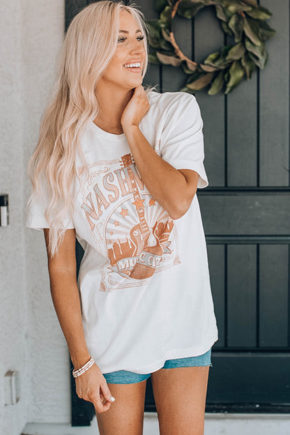 Music City Nashville Graphic T Shirt | White