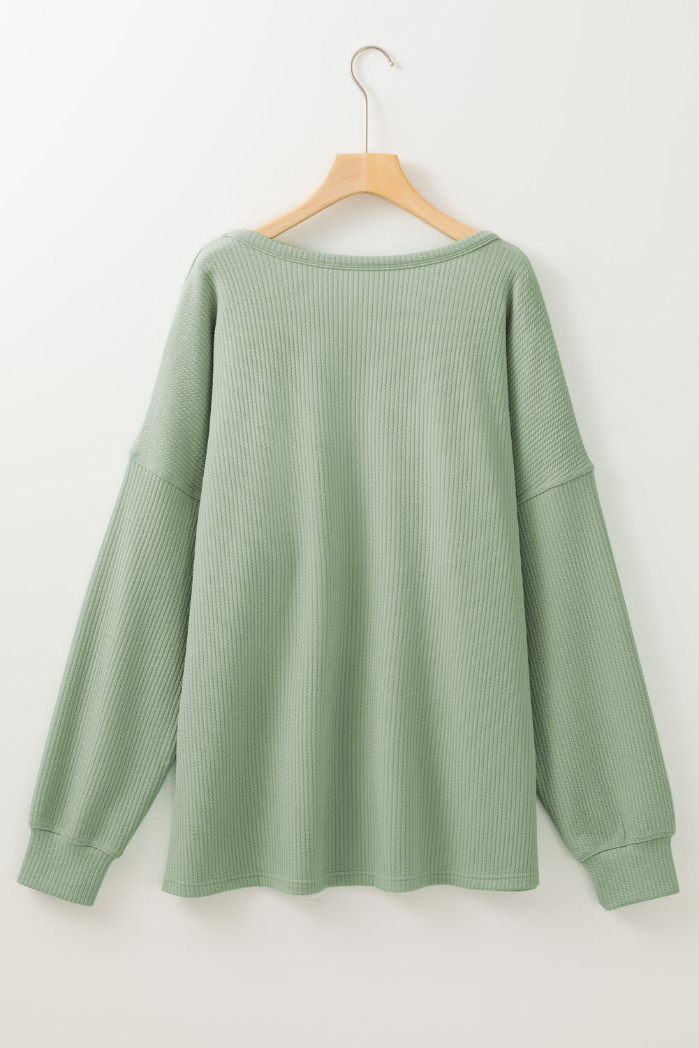 Plus Size Corded Knit Pocketed Crew Neck Top | Clearly Aqua