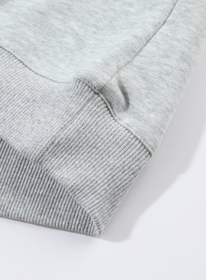 Active Patchwork Detail Warm Winter Hoodie | Gray