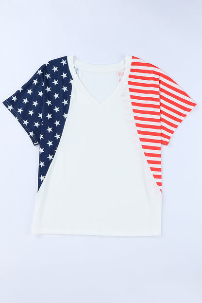 The Us Stars And Stripes V Neck Tee | White