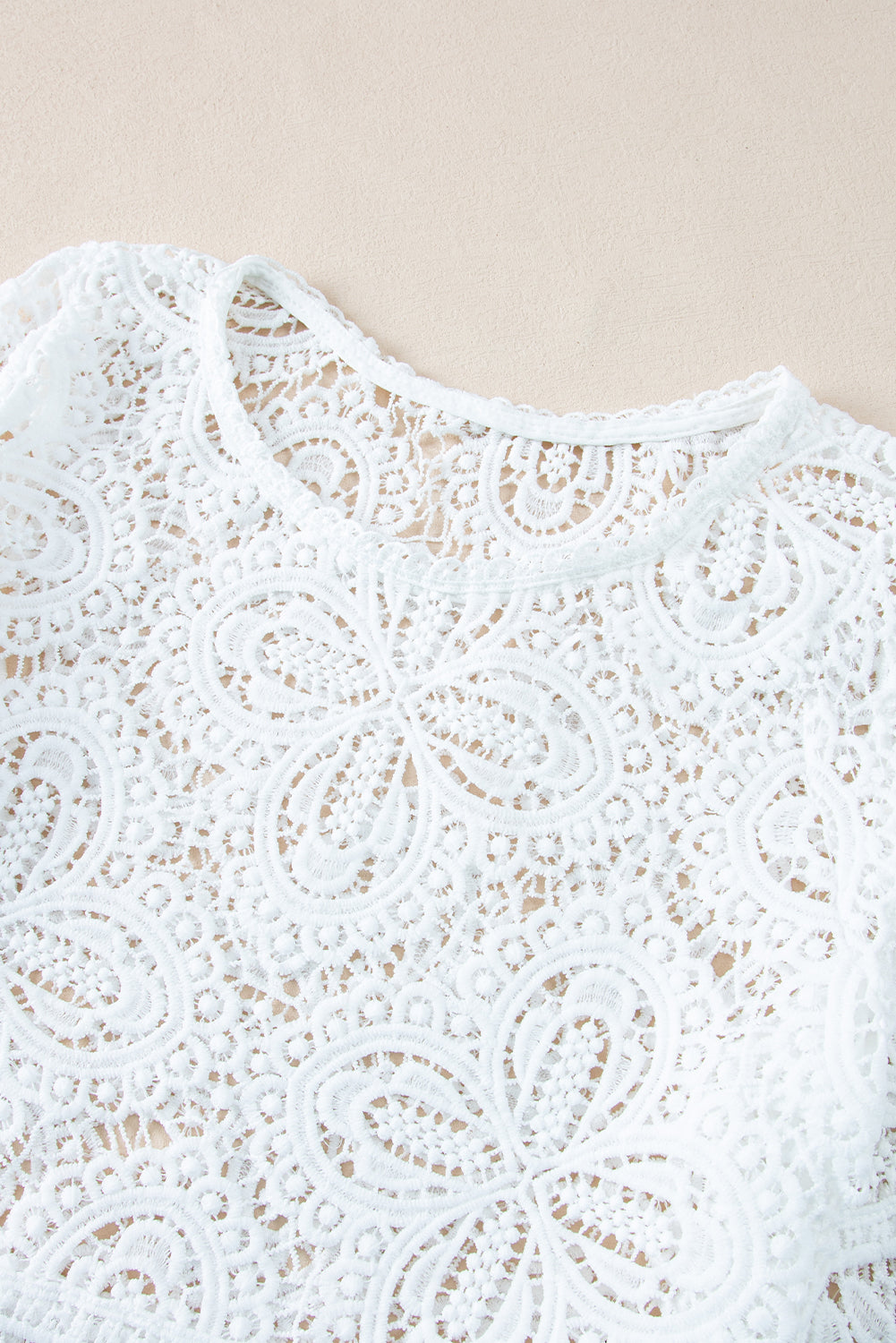 Bohemian Macrame Lace Crochet Half Sleeve Blouse | Oatmeal