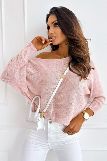 Ribbon Bow Knot Dolman Sleeve Sweater | Pink