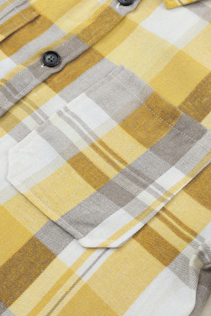 Plaid Button Up Patch Pocket Shirt | Yellow