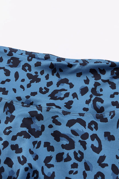 Classic Leopard Print Active Leggings | Blue