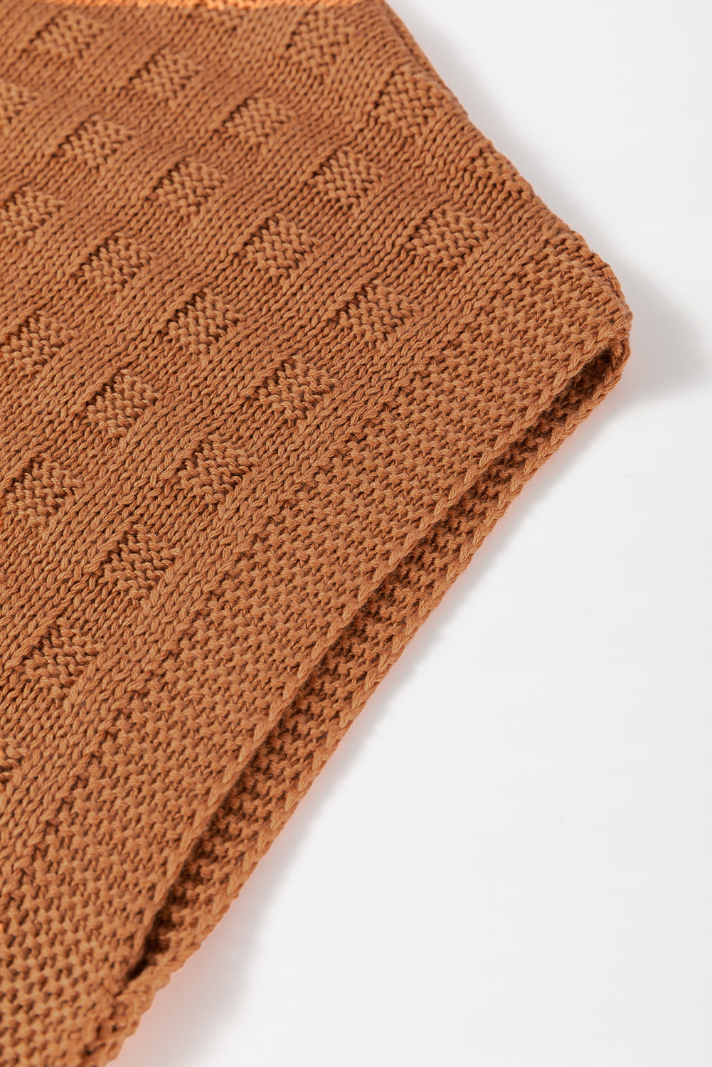 Round Neck Textured Knit Sweater Vest | Camel