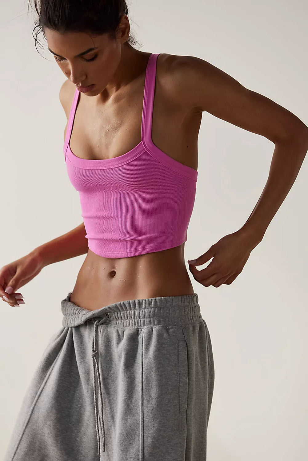 Athletic Ribbed Cropped Cami Top | Bonbon