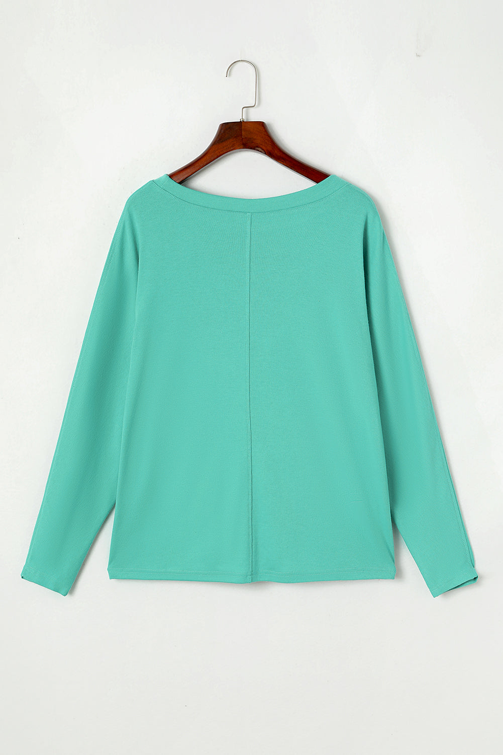 Solid Colour Patchwork Long Sleeve Top | Green