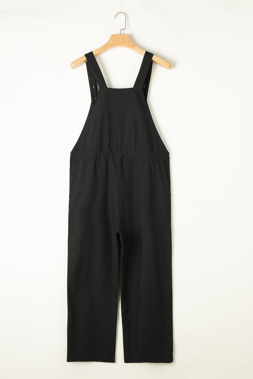 Drawstring Buttoned Straps Cropped Overall | Black