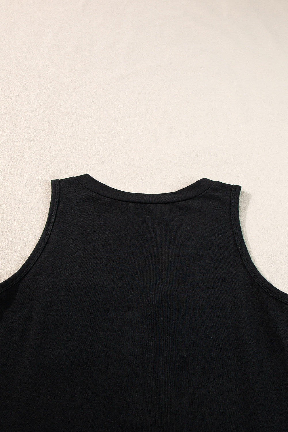 Half Button V Neck Patched Pocket Tank Top | Black