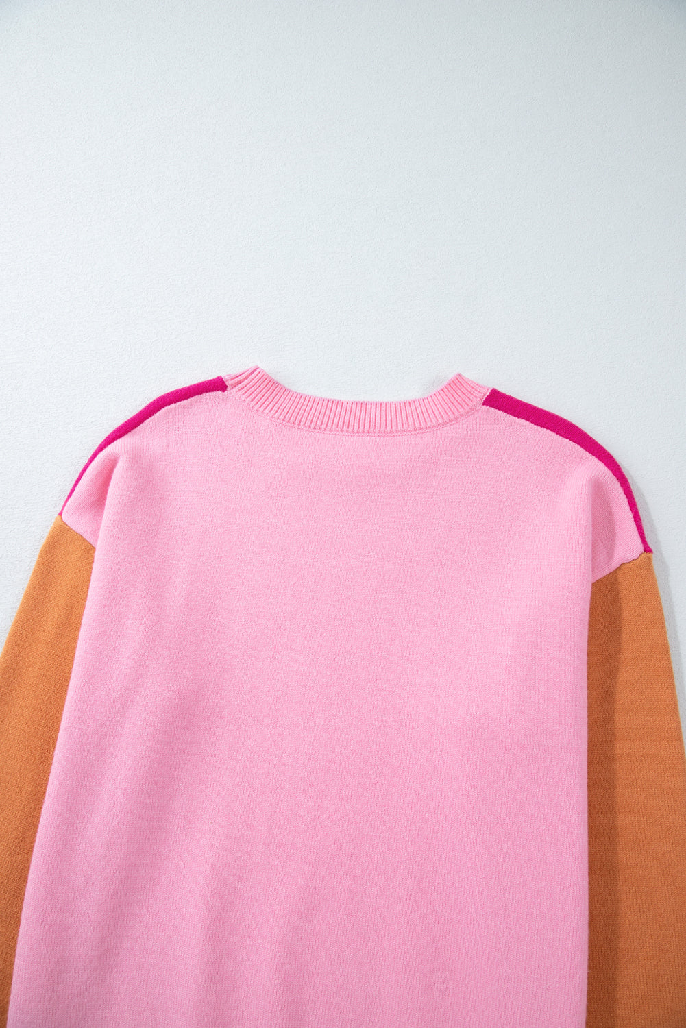 Three Tone Contrast Round Neck Loose Sweater | Bonbon