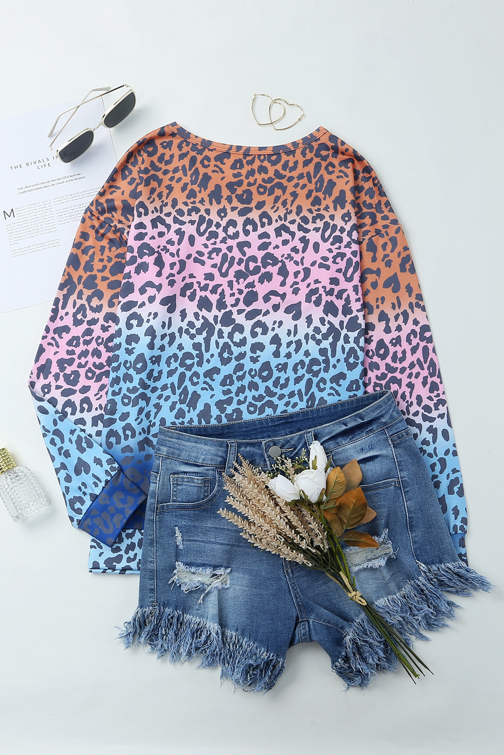 Gradient Leopard Print Pullover Sweatshirt | Multicolour