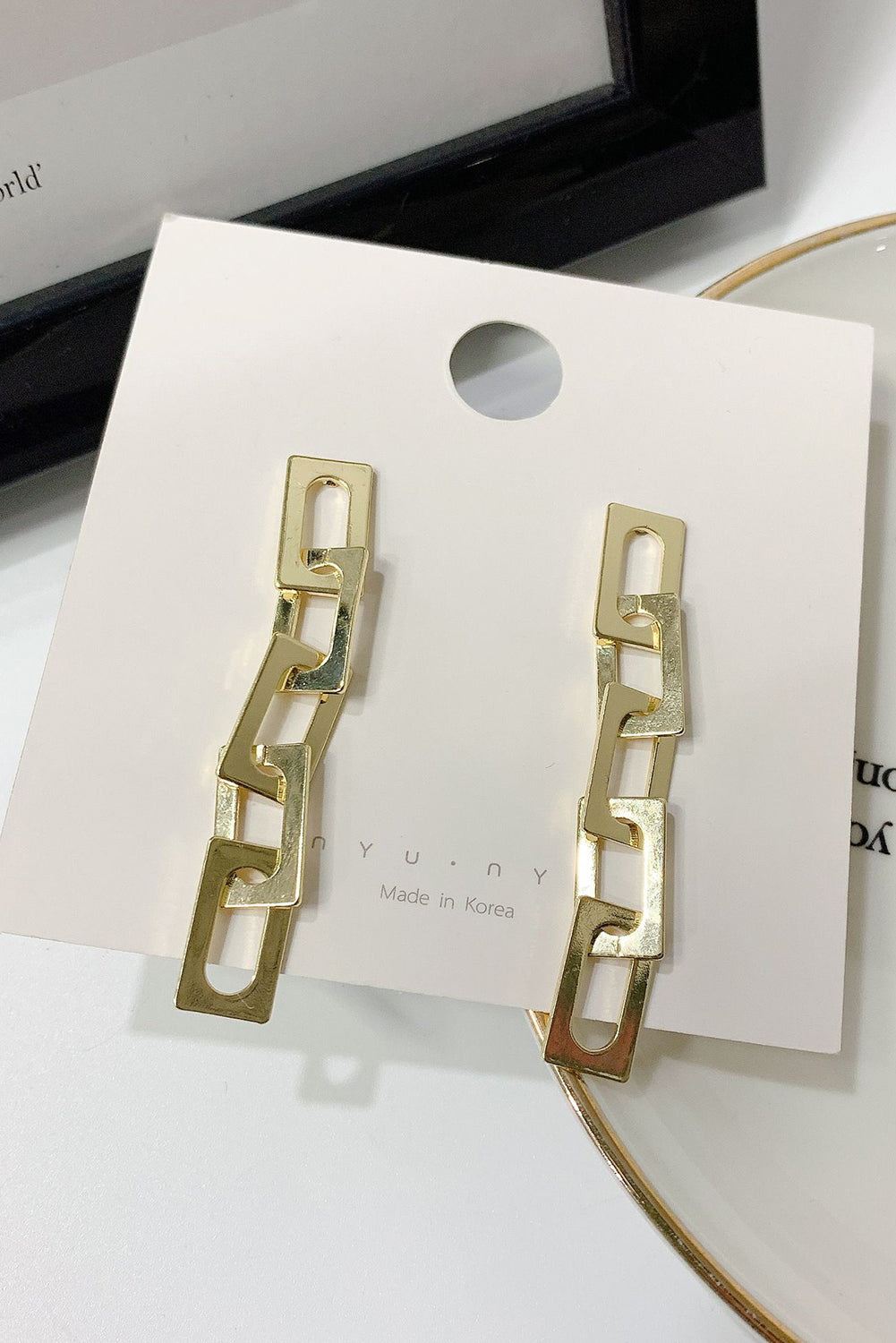 Chain Connect Alloy Dangle Earrings | Gold