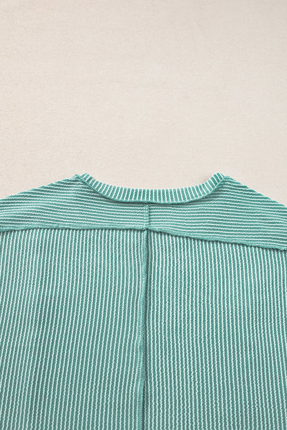 Textured Colourblock Crew Neck T Shirt | Mint Green