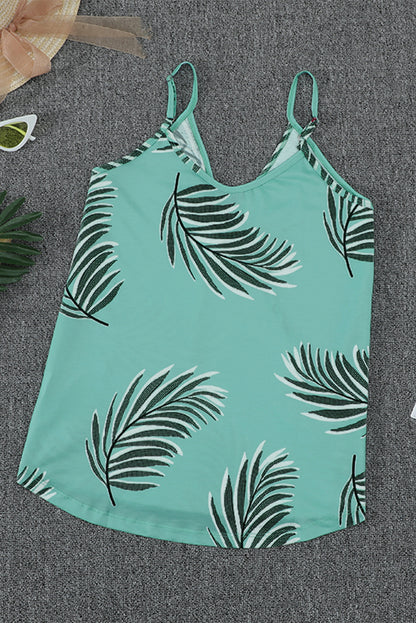 Tropical Plant Print Tank Top | Green