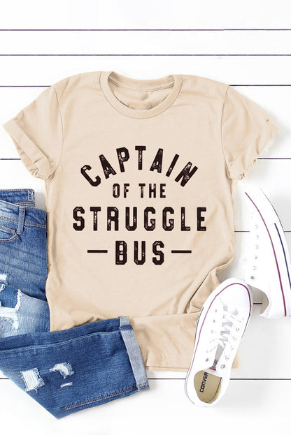 Captain Of The Struggle Bus Graphic T-Shirt | Khaki