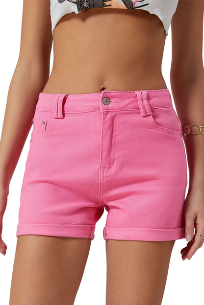 Ashlee High Waisted Denim Shorts | Pink