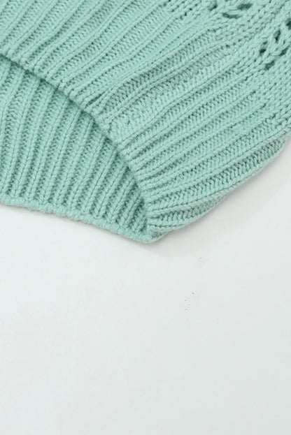 Sheer Knitted Pointelle Sweater | Green