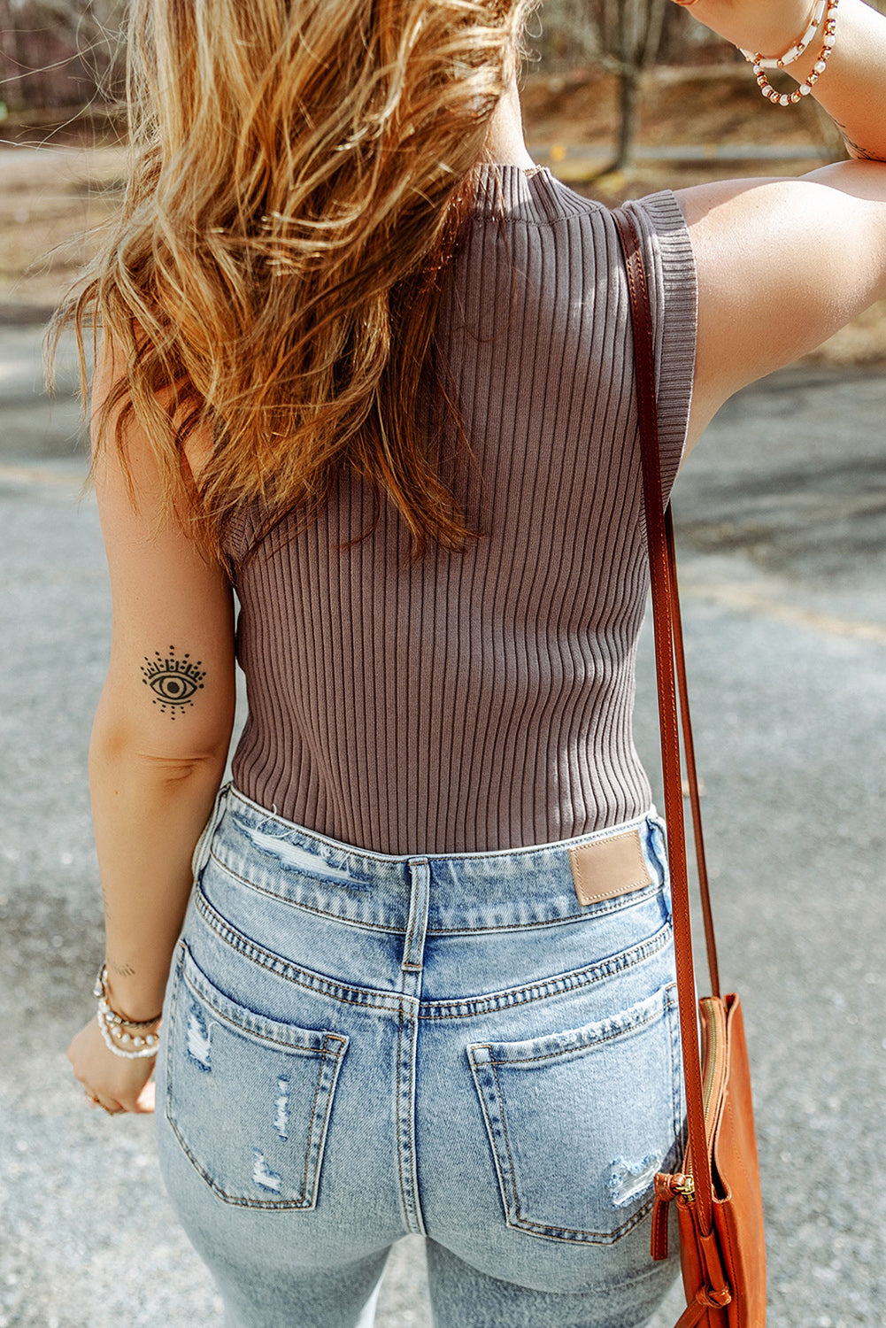 Ribbed Crew Neck Sweater Vest | Smoke Gray