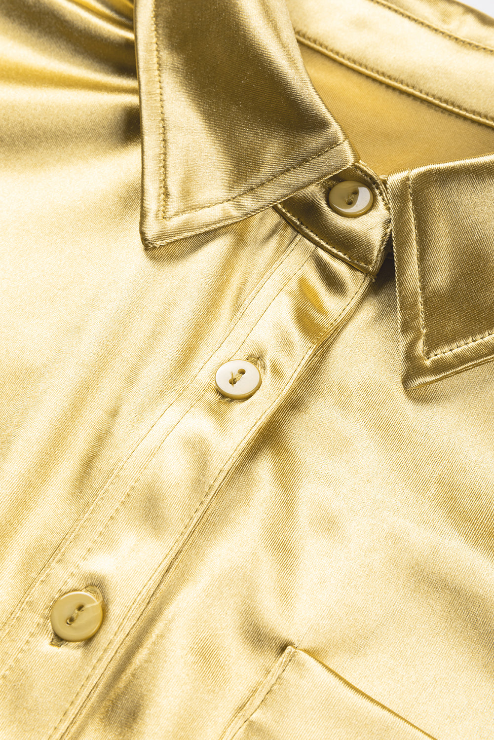 Metallic Luster Chest Pocket Shirt | Gold