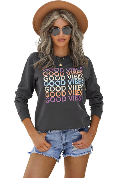 Good Vibes Graphic Pullover Sweatshirt | Gray