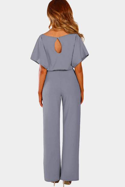 Oh So Glam Belted Wide Leg Jumpsuit | Gray