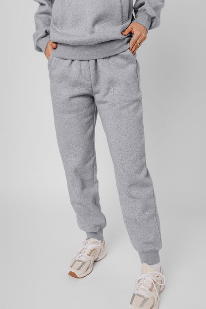 Solid Exposed Seams Hoodie And Joggers Activewear Set | Gray