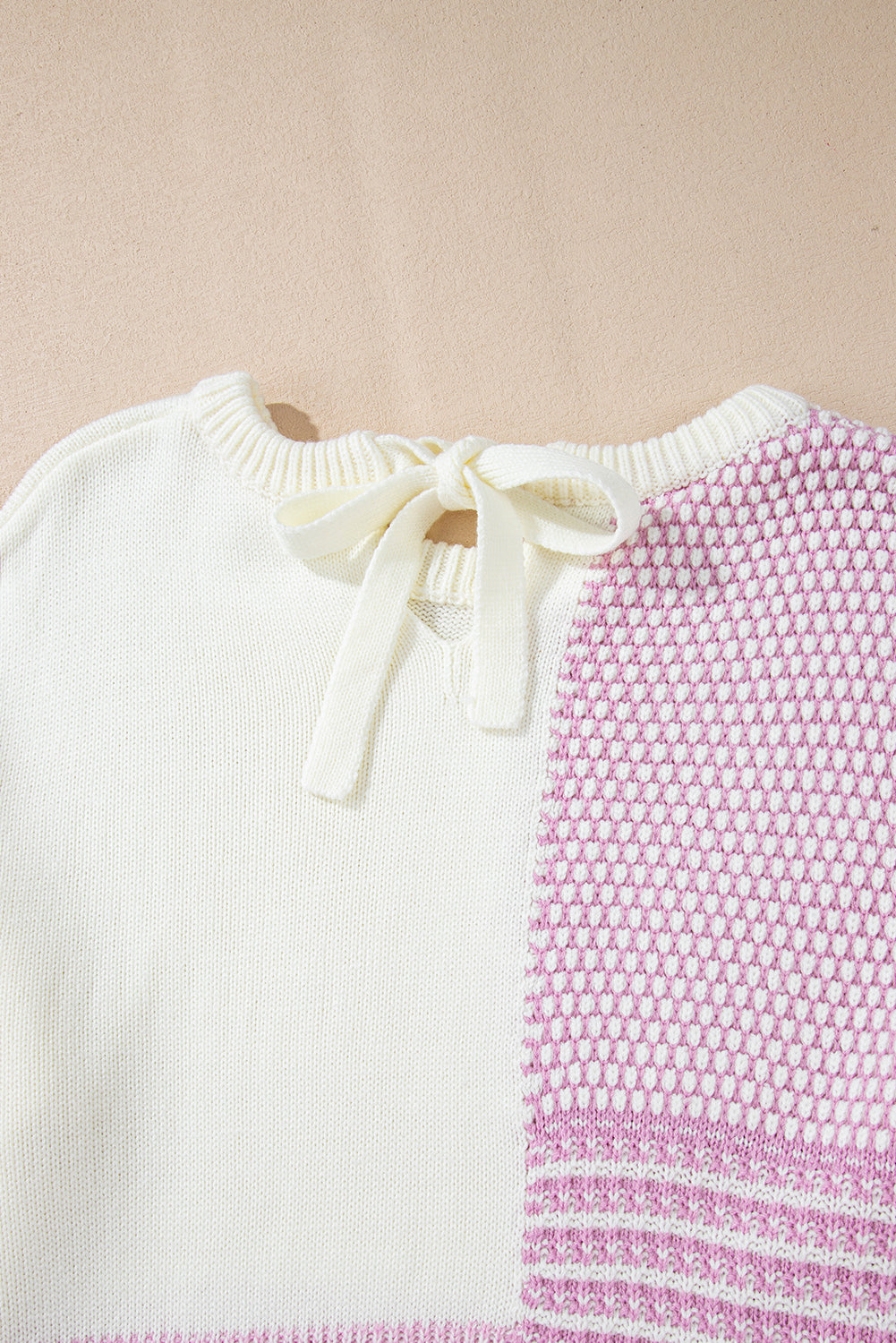 Neutral Colourblock Tie Back Sweater | Bonbon