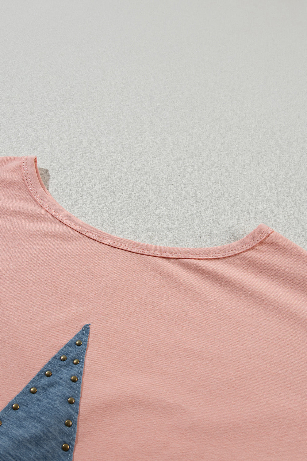 Mineral Wash Studded Star Patch Graphic High Low Tee | Apricot Pink