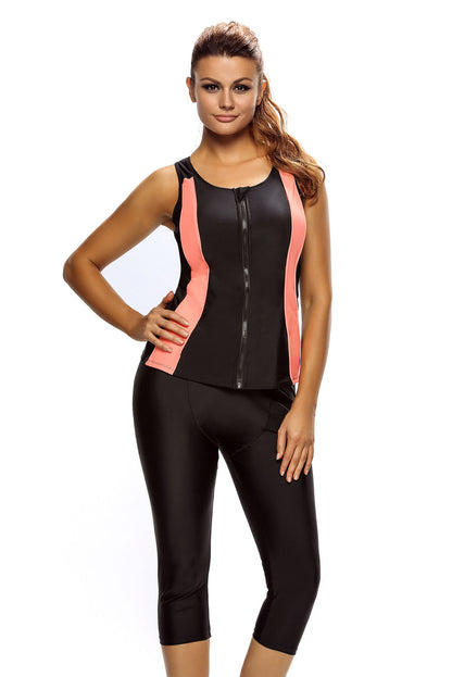 Contrast Orange Accent Black Zipped Women Wetsuit