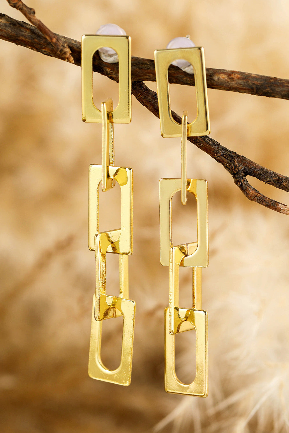 Chain Connect Alloy Dangle Earrings | Gold