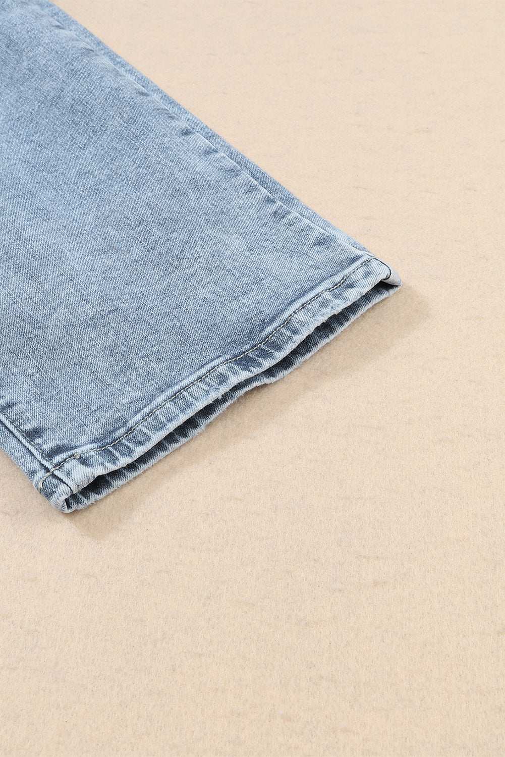 Light Wash Frayed Slim Fit High Waist Jeans | Sky Blue