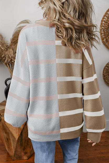 Colourblock Oversized Sweater | Khaki Stripe