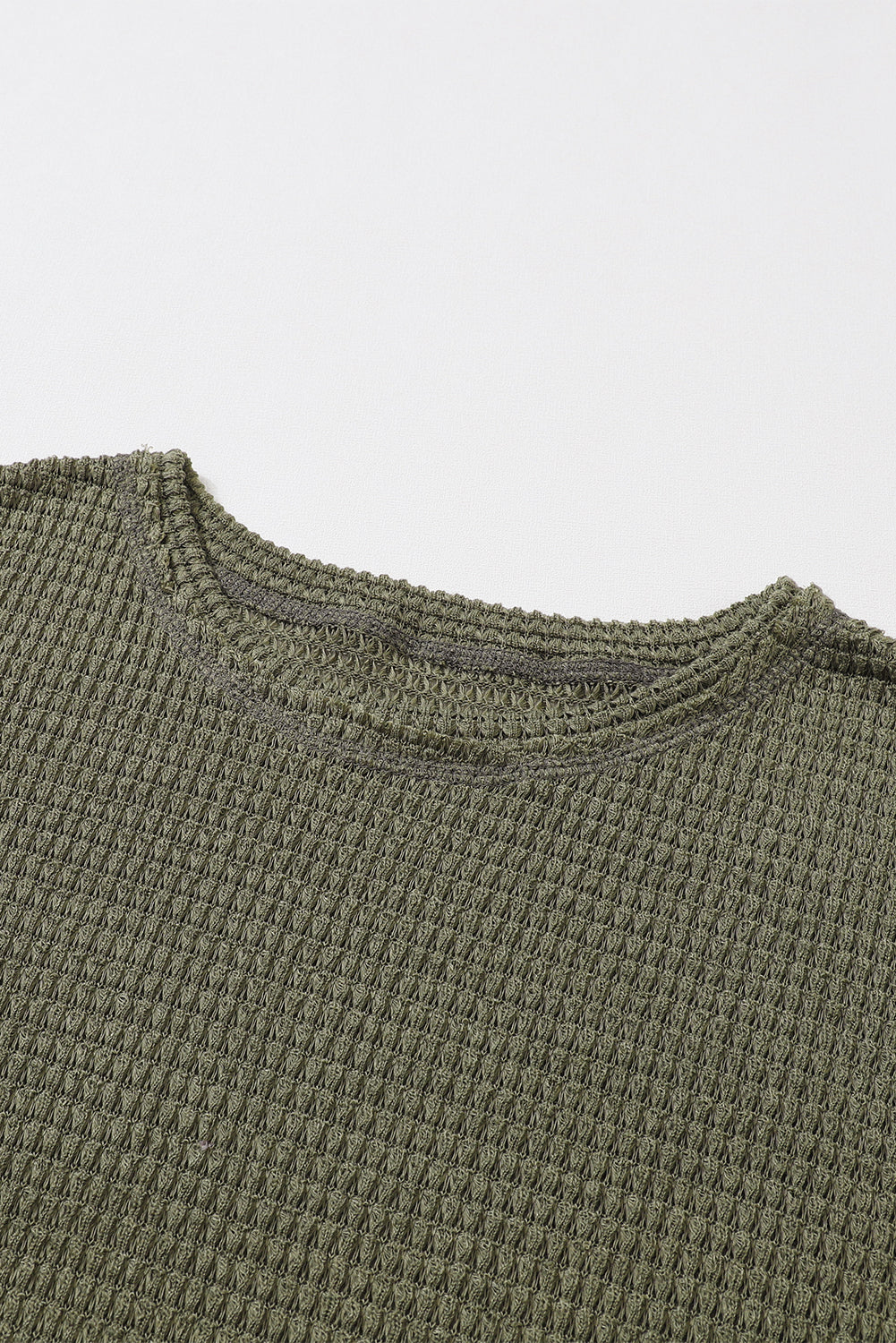 Waffle Knit High Slits Oversized Top | Green