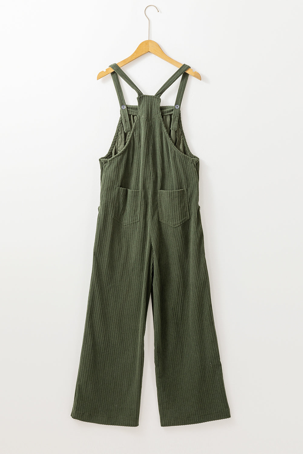 Solid Pocketed Loose Fit Corduroy Overall | Jungle Green