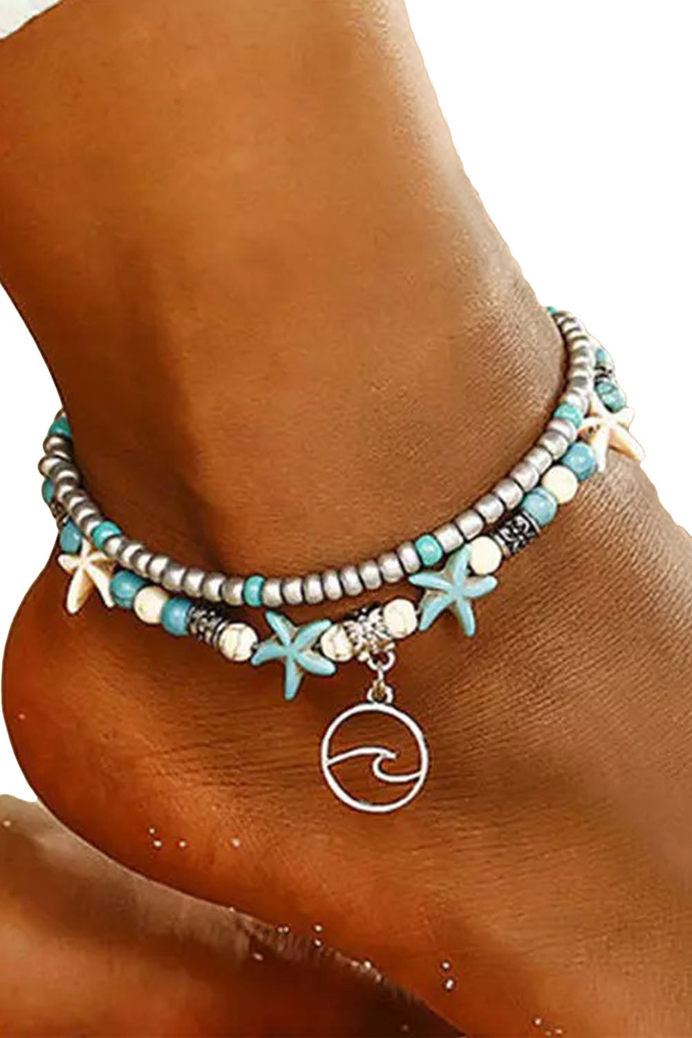 Beach Double Anklet | Sky Blue