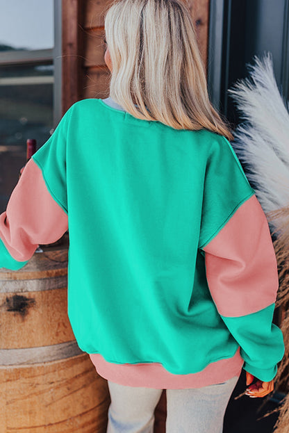 Colourblock Patchwork Drop Shoulder Sweatshirt | Blossom