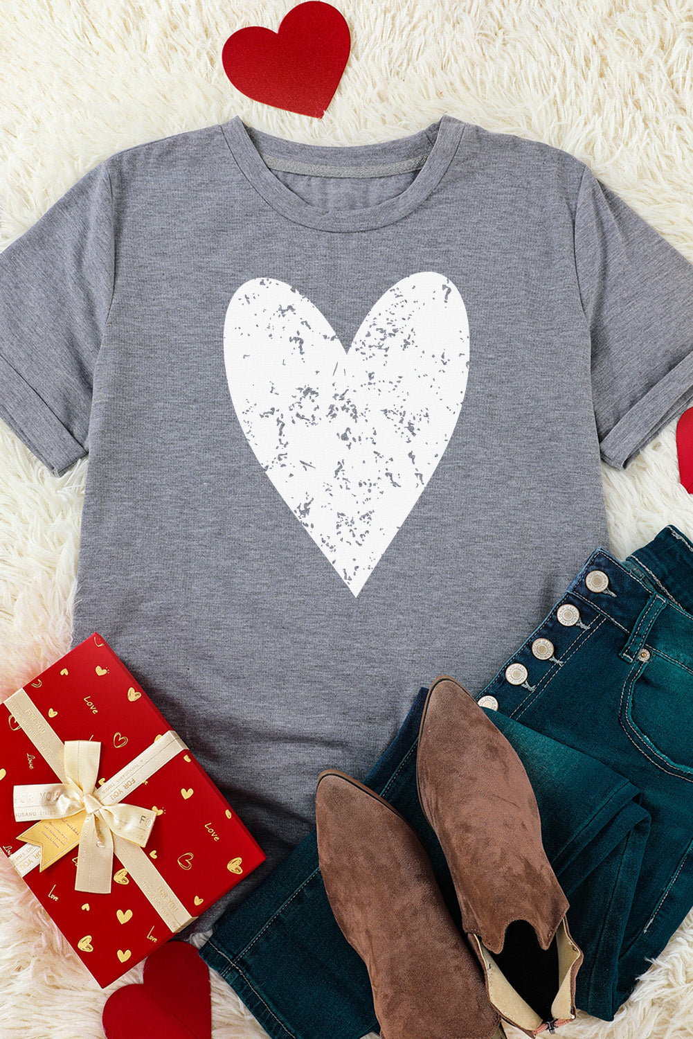 Valentine'S Day Large Heart Shape Graphic T Shirt | Gray