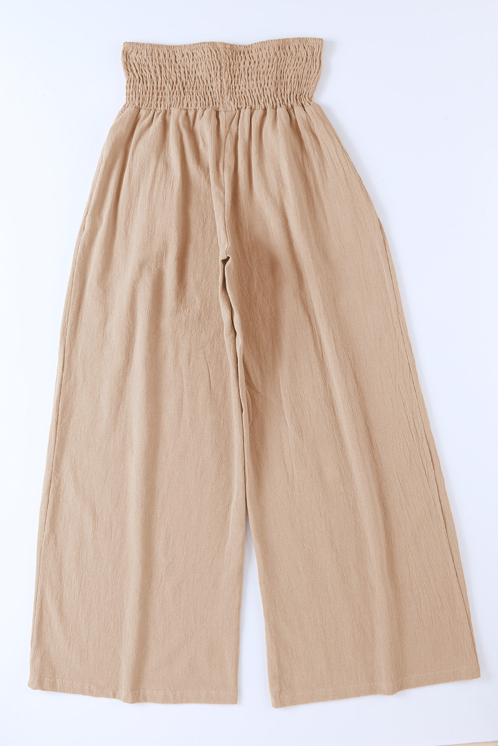 Smocked Wide Waistband High Waist Wide Leg Pants | Khaki