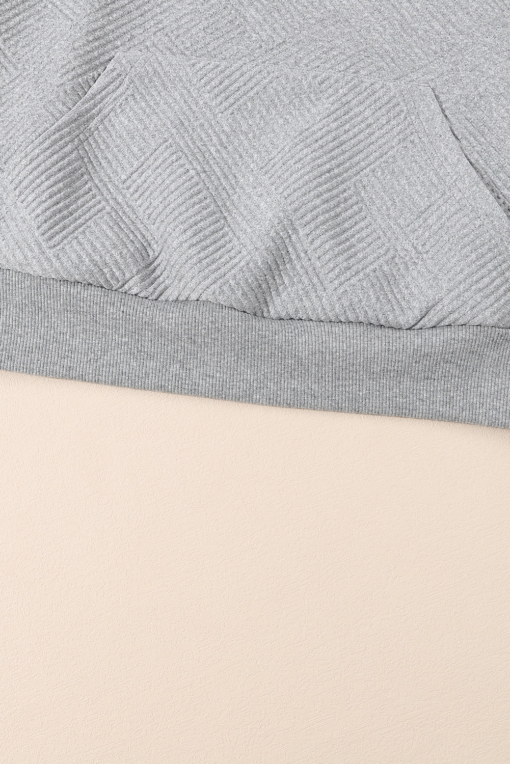 Textured Knit Buttoned Kangaroo Pocket Sweatshirt | Light Grey