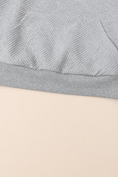 Textured Knit Buttoned Kangaroo Pocket Sweatshirt | Light Grey