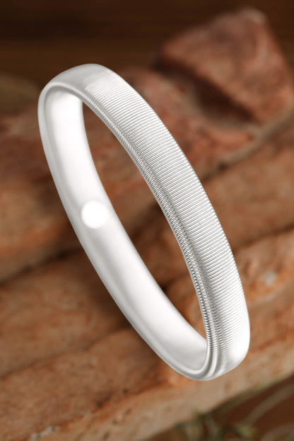 Stretchy Plated Metal Wide Bangle | White