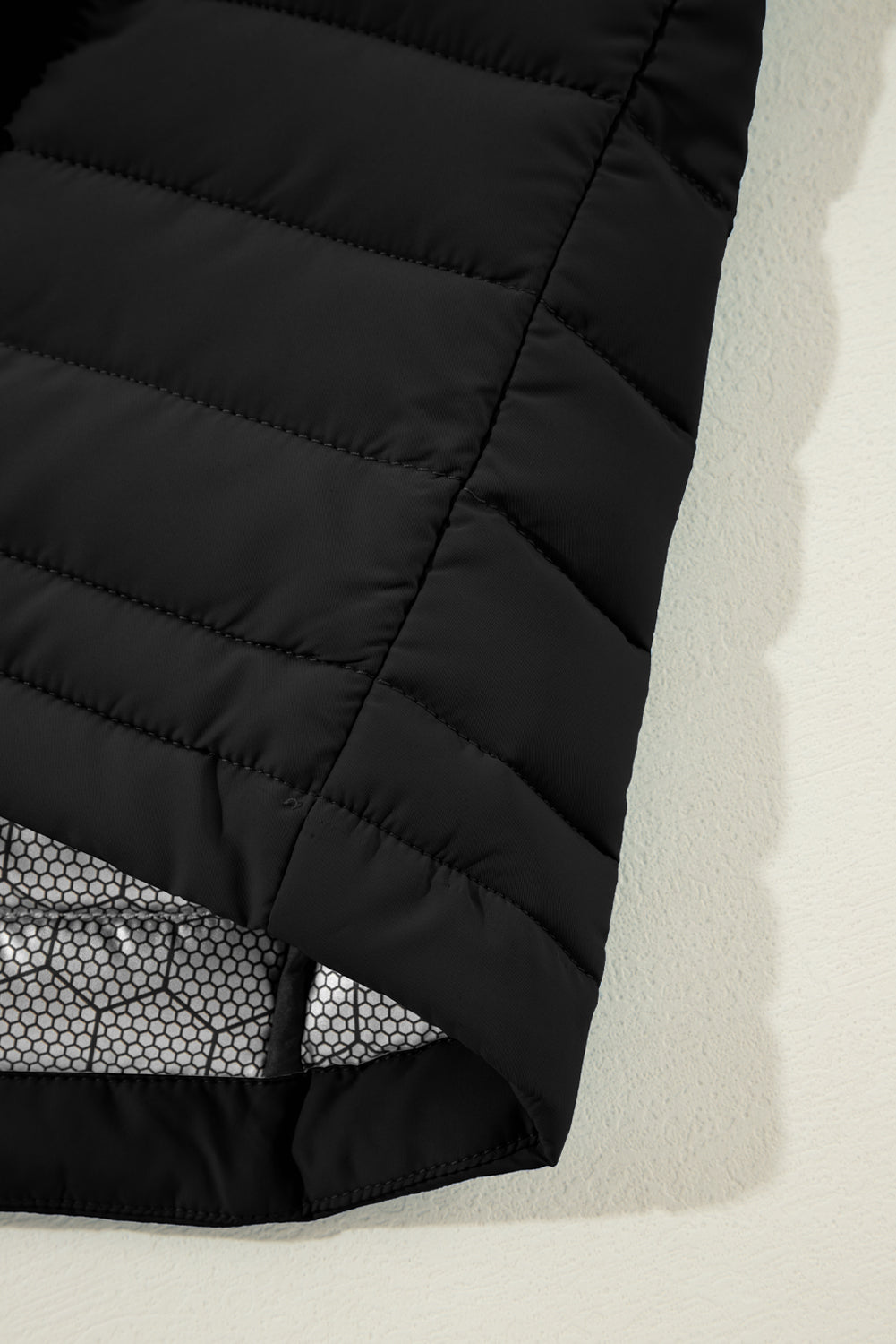 Plush Collared Quilted Zipped Puffer Vest | Black