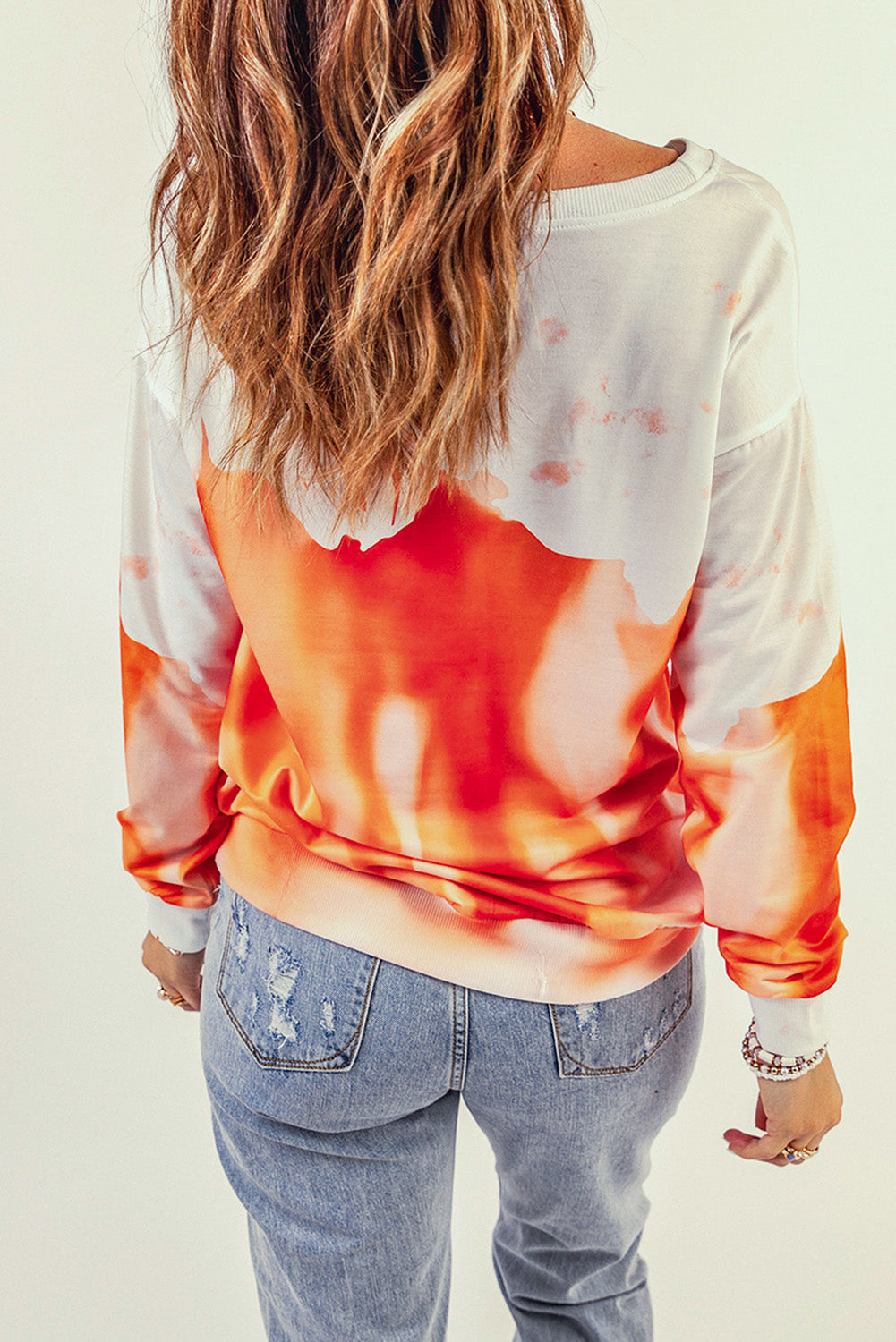 Tie-Dye Print Oversized Sweatshirt | Orange